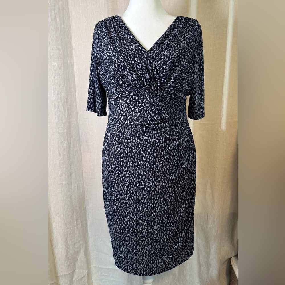 Lauren Ralph Lauren Faux Wrap Dress – Navy/white Size 14 - excelled condition
